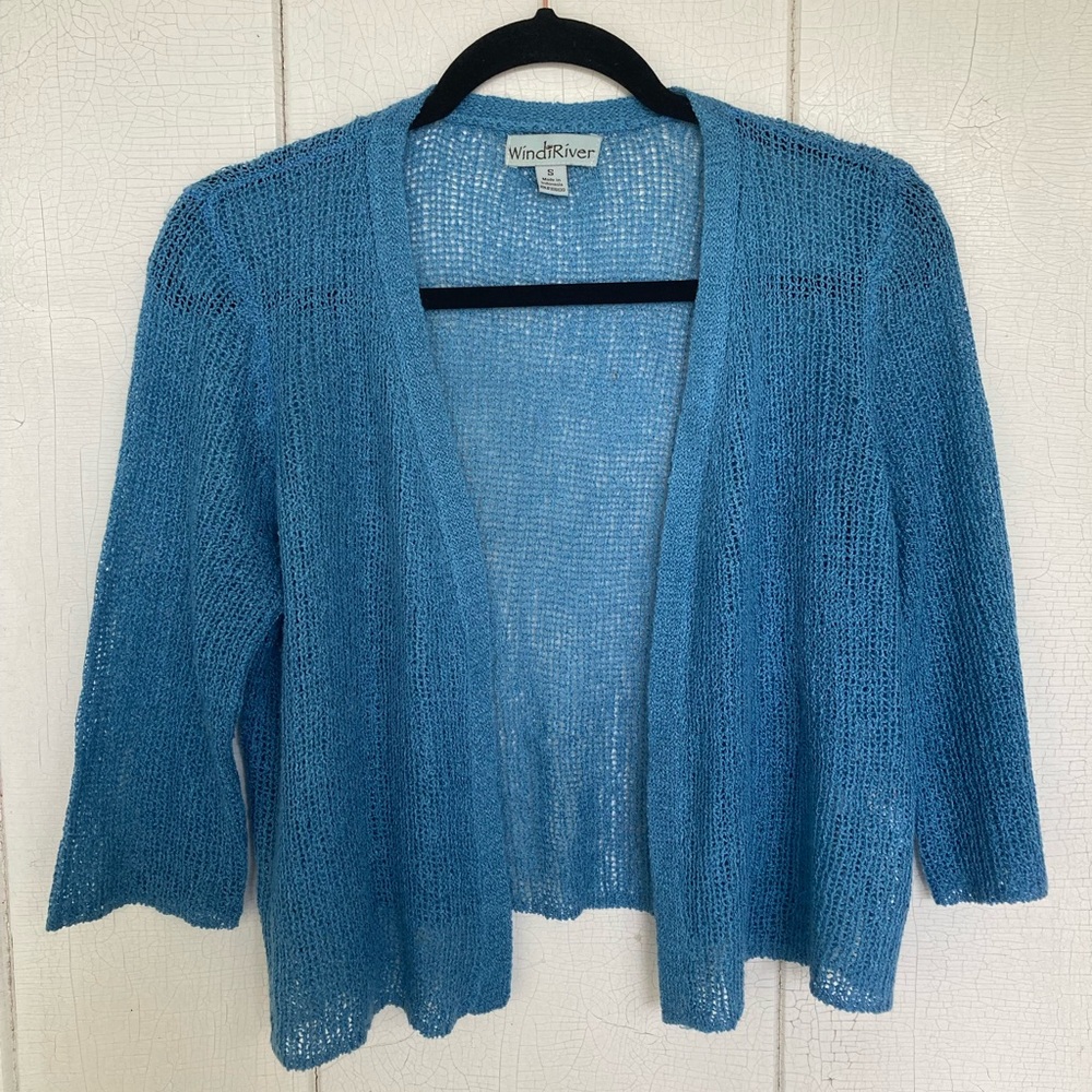 WindiRiver blue open knit cardigan size S